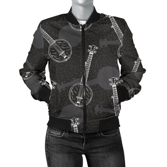 Banjo Pattern Print Design 03 Women's Bomber Jacket