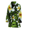 White Plumeria Pattern Print Design PM06 Women Bathrobe