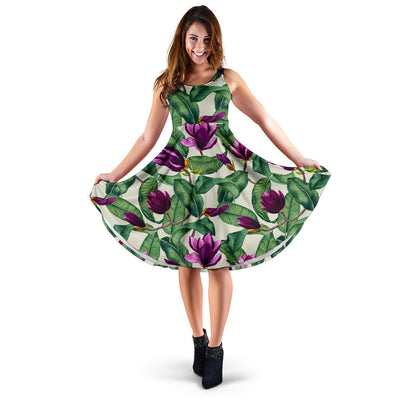 Magnolia Pattern Print Design MAG07 Midi Dress