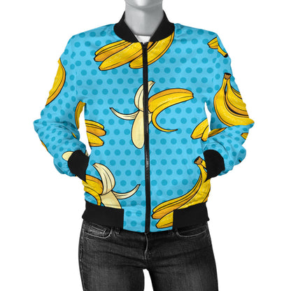 Banana Pattern Print Design BA08 Women Bomber Jacket