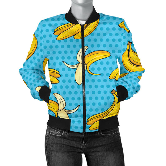 Banana Pattern Print Design BA08 Women Bomber Jacket