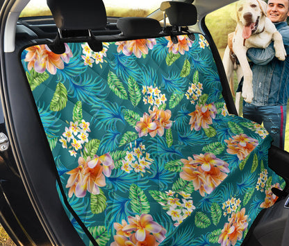 Plumeria Tropical Flower Design Print Rear Dog  Seat Cover