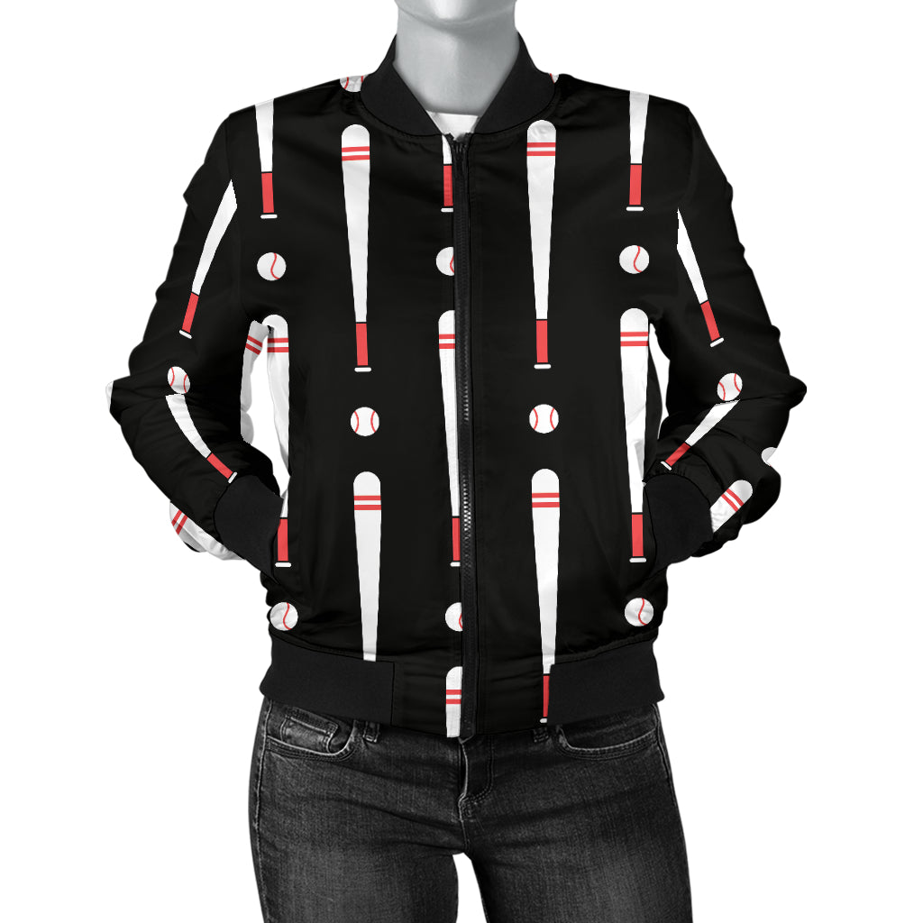 Baseball Pattern Print Design 03 Women's Bomber Jacket