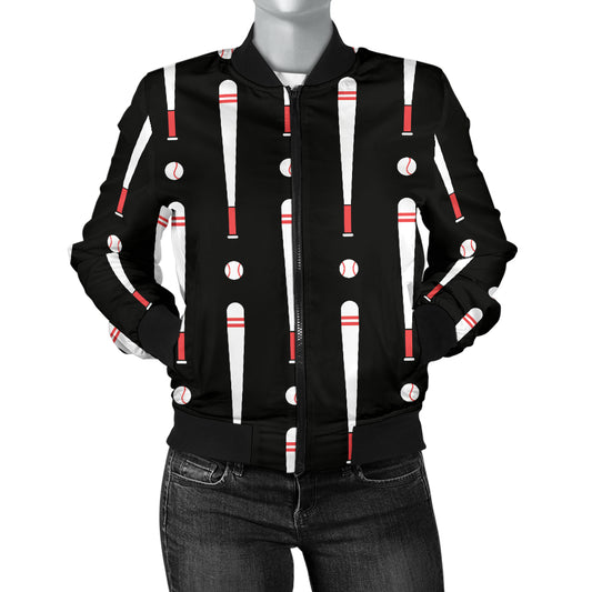 Baseball Pattern Print Design 03 Women's Bomber Jacket