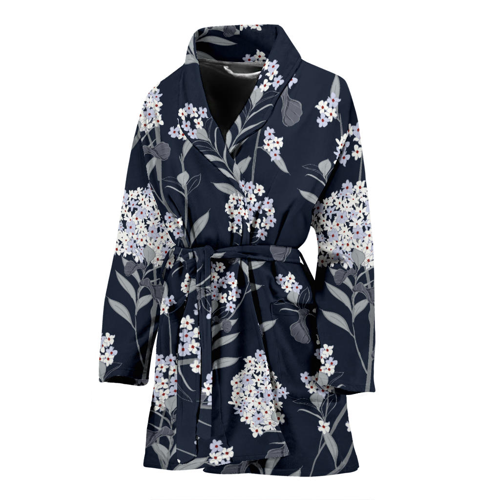 Hydrangea Pattern Print Design HD07 Women Bathrobe