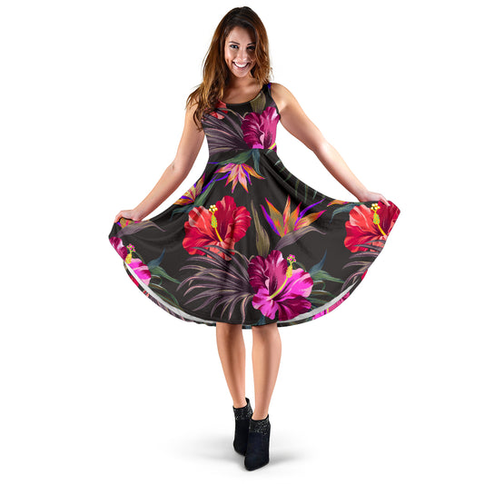 Hibiscus Pattern Print Design HB014 Midi Dress