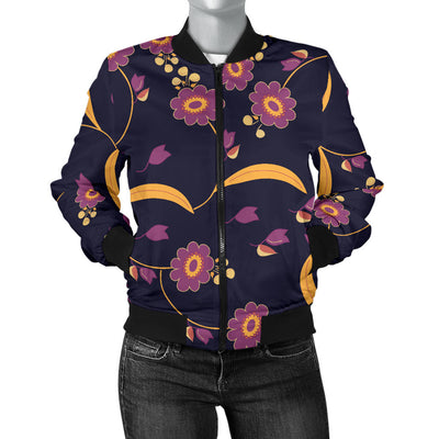 Anemone Pattern Print Design AM012 Women Bomber Jacket