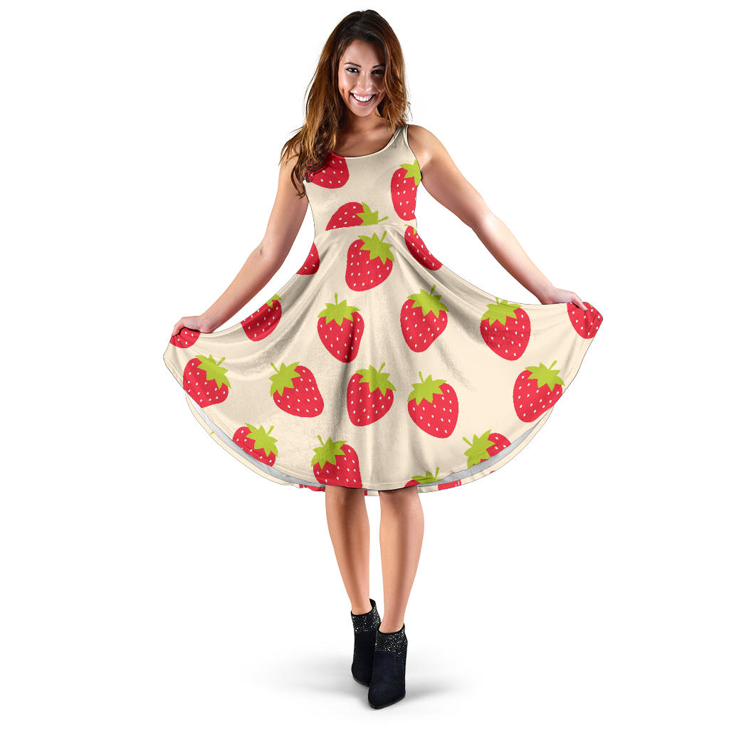Strawberry Pattern Print Design SB02 Midi Dress