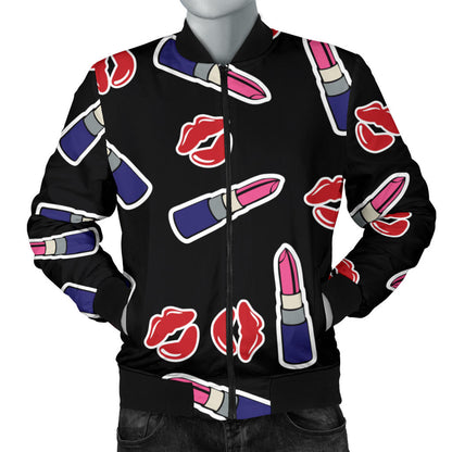 Lipstick Pattern Print Design LT01 Men Bomber Jacket