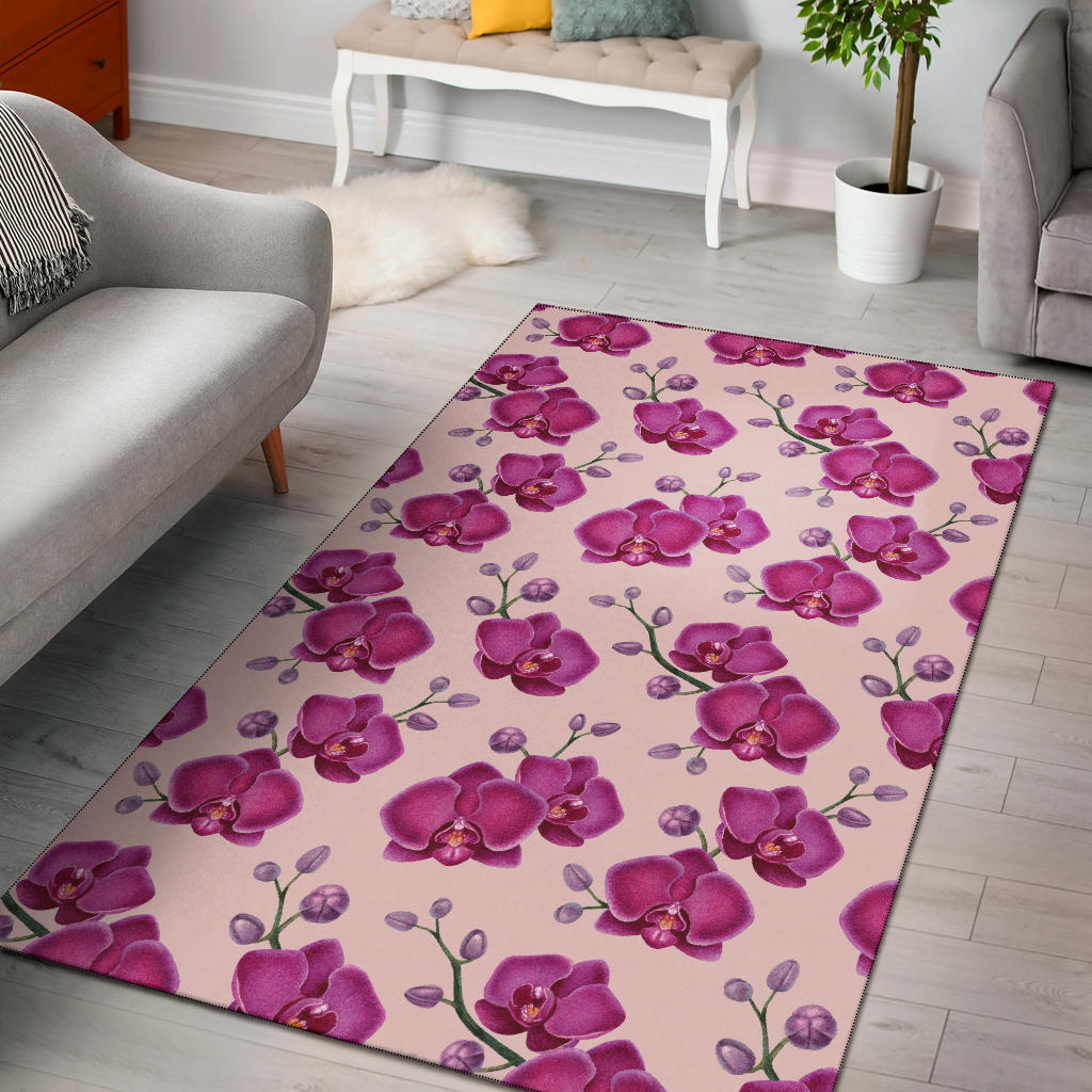 Orchid Purple Pattern Print Design OR04 Area Rugs