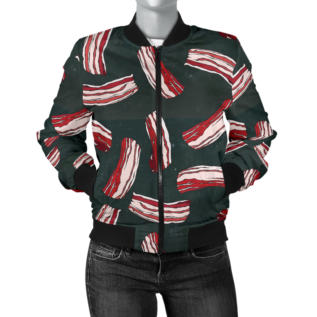 Bacon Pattern Print Design 02 Women's Bomber Jacket