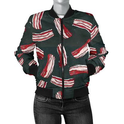 Bacon Pattern Print Design 02 Women's Bomber Jacket