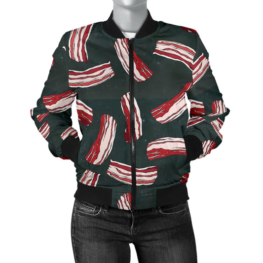 Bacon Pattern Print Design 02 Women's Bomber Jacket