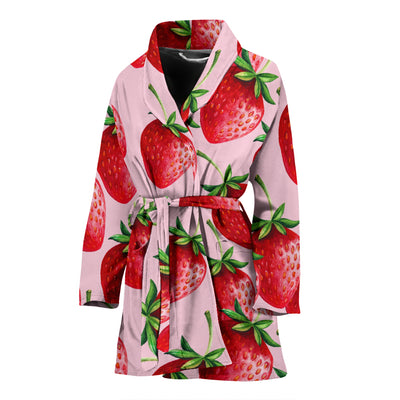 Strawberry Pattern Print Design SB03 Women Bathrobe