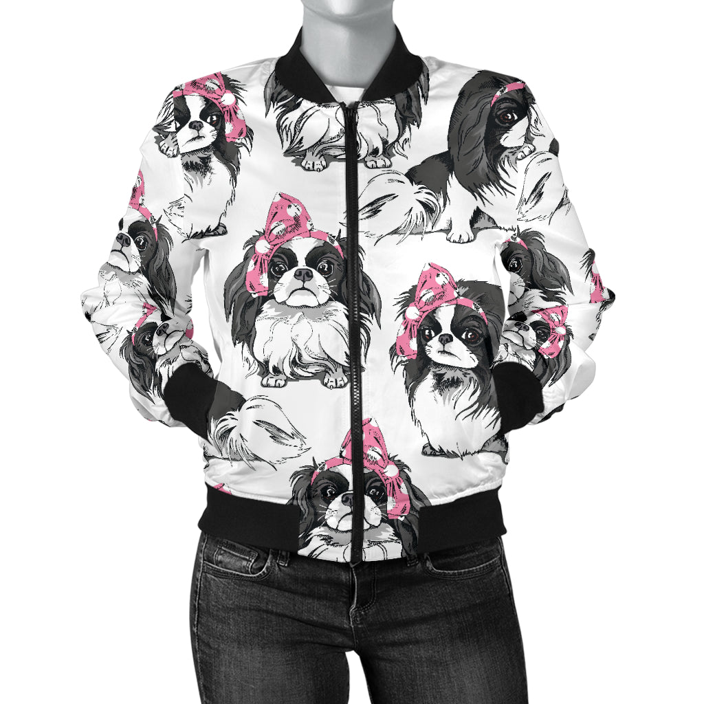 Japanese Chin Pattern Print Design 01 Women's Bomber Jacket