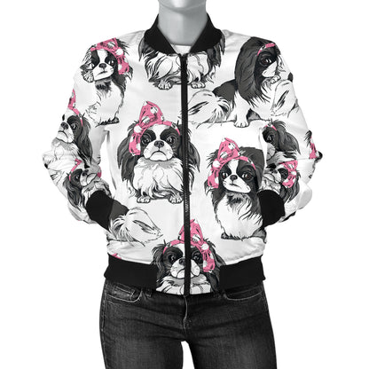 Japanese Chin Pattern Print Design 01 Women's Bomber Jacket