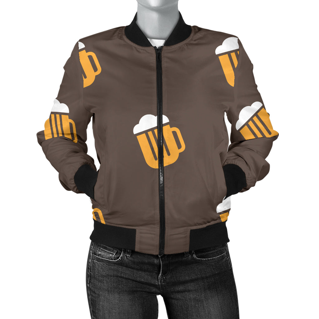 Beer Pattern Print Design 01 Women's Bomber Jacket