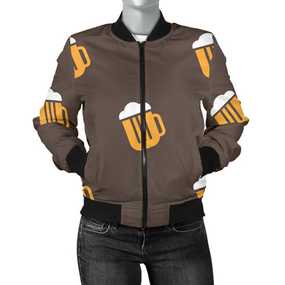 Beer Pattern Print Design 01 Women's Bomber Jacket