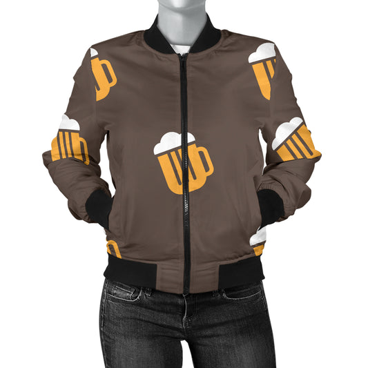 Beer Pattern Print Design 01 Women's Bomber Jacket