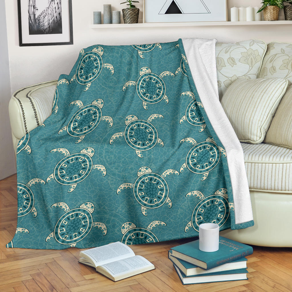 Sea Turtle Pattern Print Design T02 Fleece Blanket