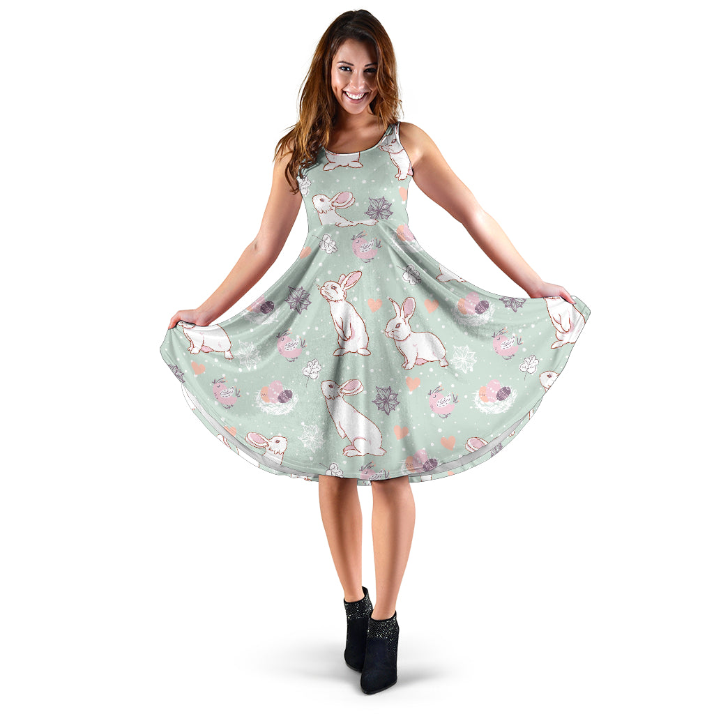 Rabbit Pattern Print Design RB011 Midi Dress