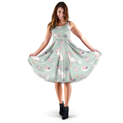 Rabbit Pattern Print Design RB011 Midi Dress
