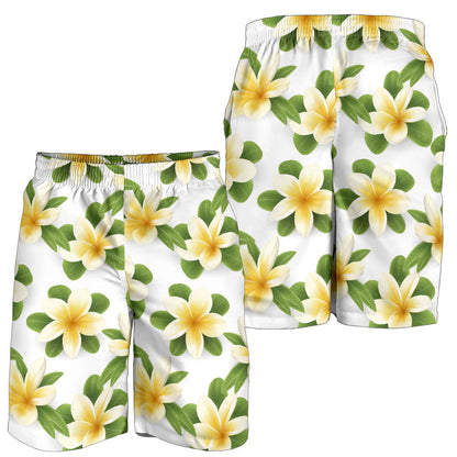 Yellow Plumeria Pattern Print Design PM012 Mens Shorts