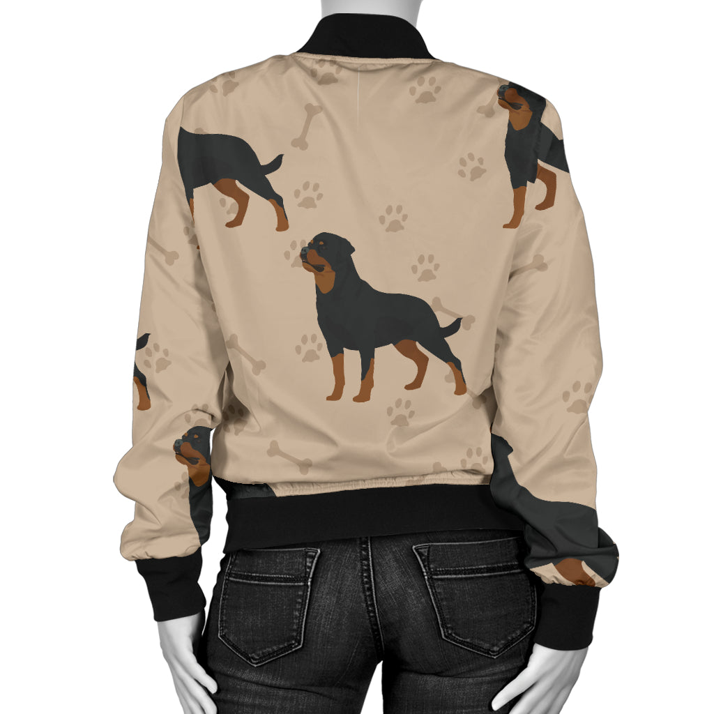 Rottweiler Pattern Print Design A01 Women's Bomber Jacket