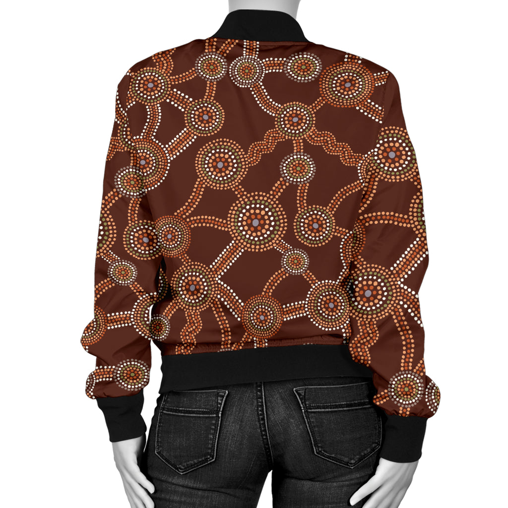 Aboriginal Pattern Print Design 03 Women's Bomber Jacket