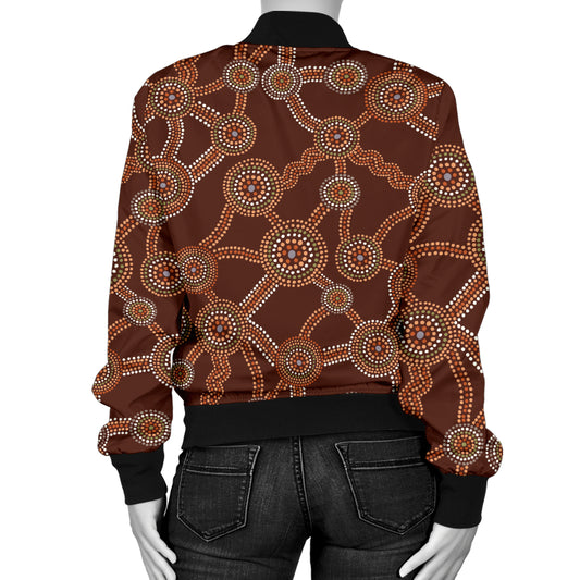 Aboriginal Pattern Print Design 03 Women's Bomber Jacket