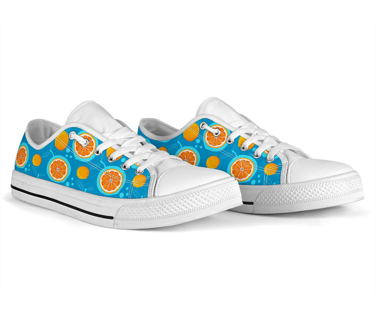 Grapefruit Pattern Print Design GF03 White Bottom Low Top Shoes