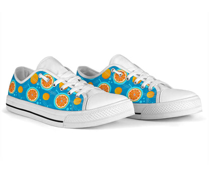 Grapefruit Pattern Print Design GF03 White Bottom Low Top Shoes