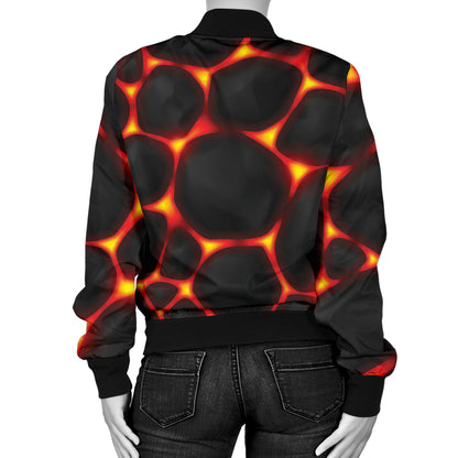 Lava Pattern Print Design 01 Women's Bomber Jacket