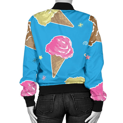 Ice Cream Pattern Print Design 01 Women's Bomber Jacket