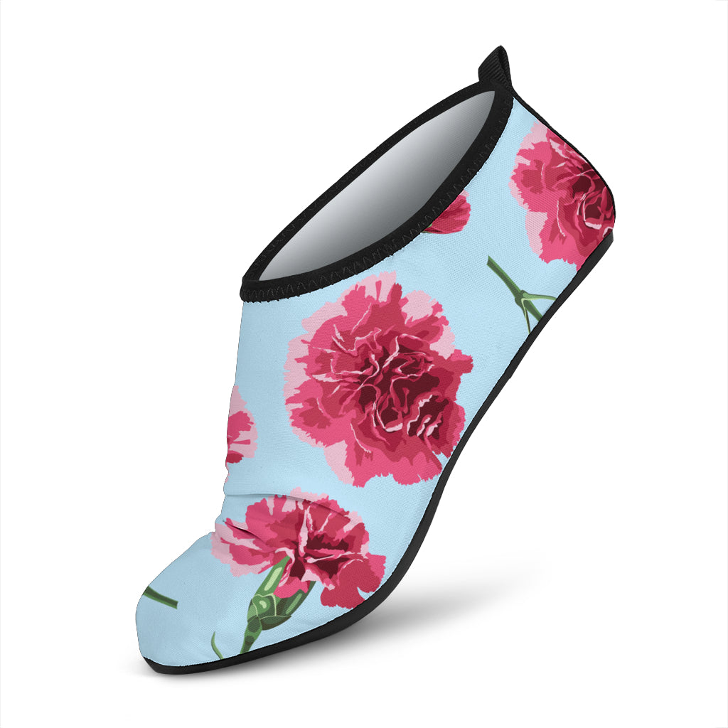 Carnations Pattern Print Design CN01 Aqua Water Shoes