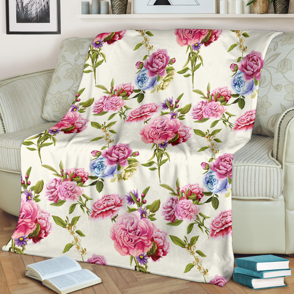 Carnations Pattern Print Design CN02 Fleece Blanket