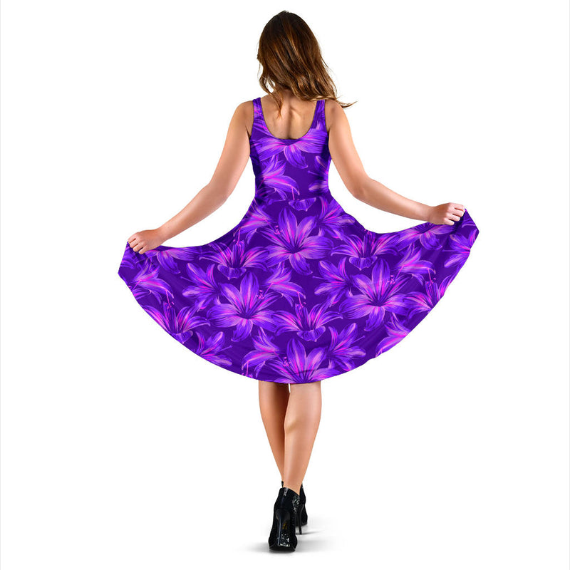 Amaryllis Pattern Print Design AL03 Midi Dress
