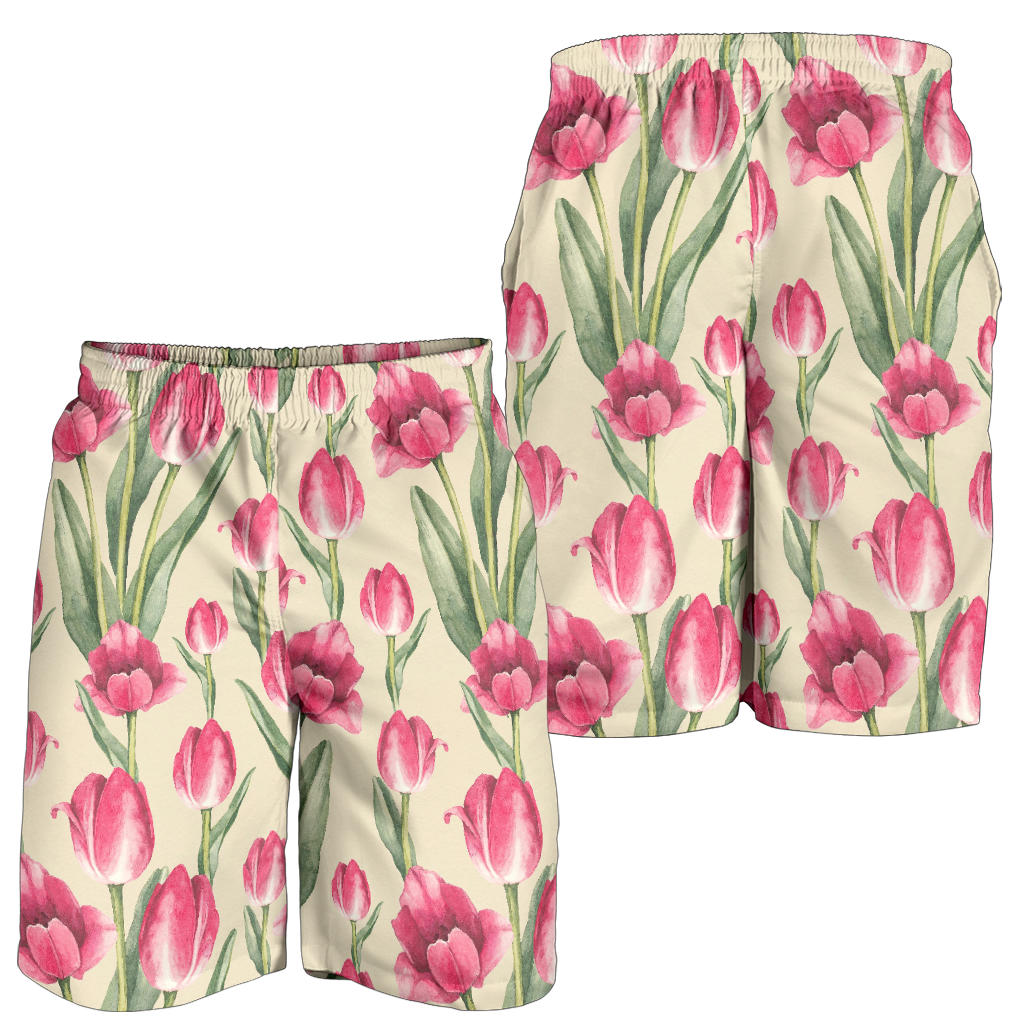 Tulip Pink Pattern Print Design TP06 Mens Shorts