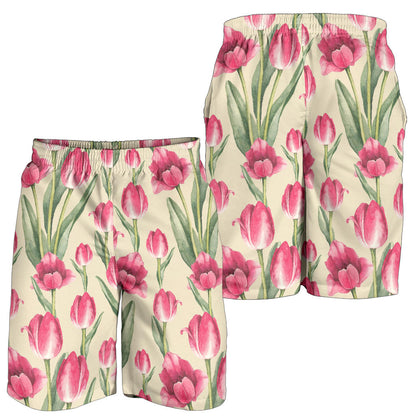 Tulip Pink Pattern Print Design TP06 Mens Shorts