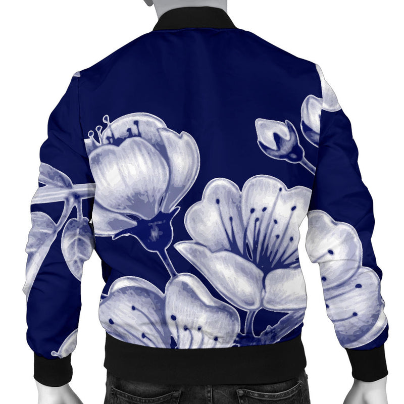 Cherry Blossom Pattern Print Design CB01 Men Bomber Jacket