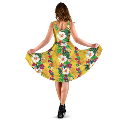 Hawaiian Themed Pattern Print Design H09 Midi Dress