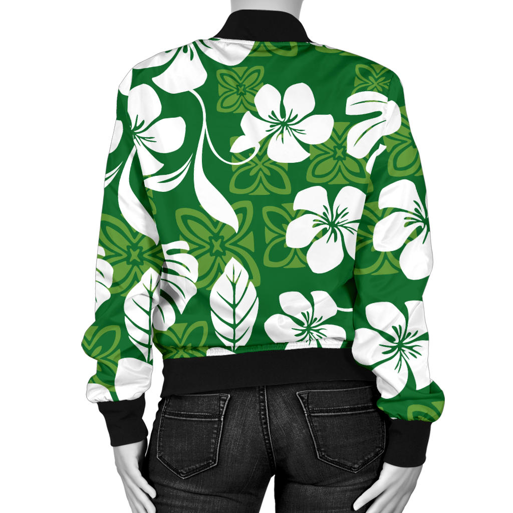 Hawaiian Themed Pattern Print Design H016 Women Bomber Jacket