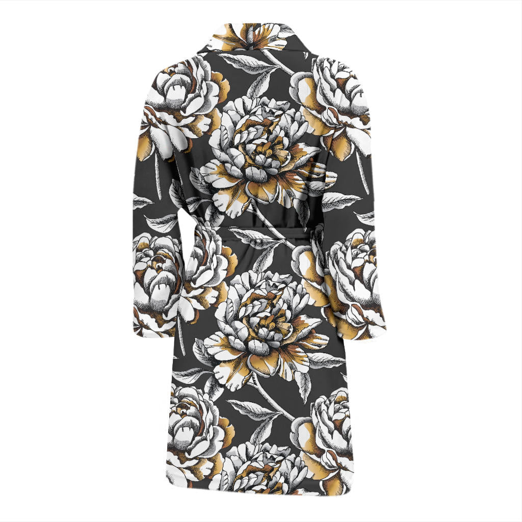 Peony Pattern Print Design PE06 Men Bathrobe