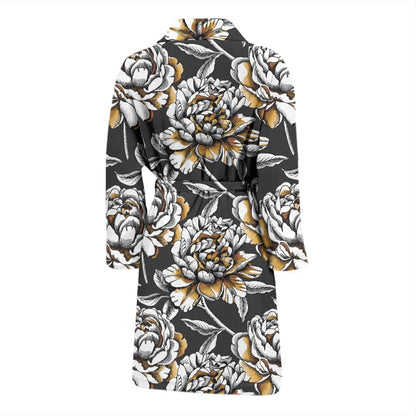 Peony Pattern Print Design PE06 Men Bathrobe