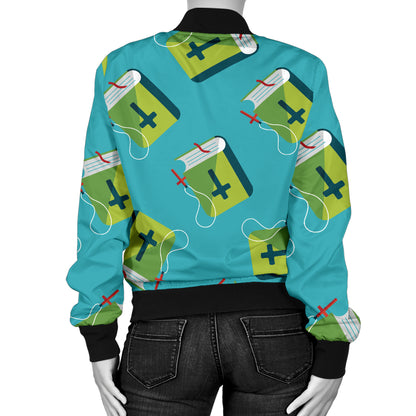 Bible Pattern Print Design 01 Women's Bomber Jacket