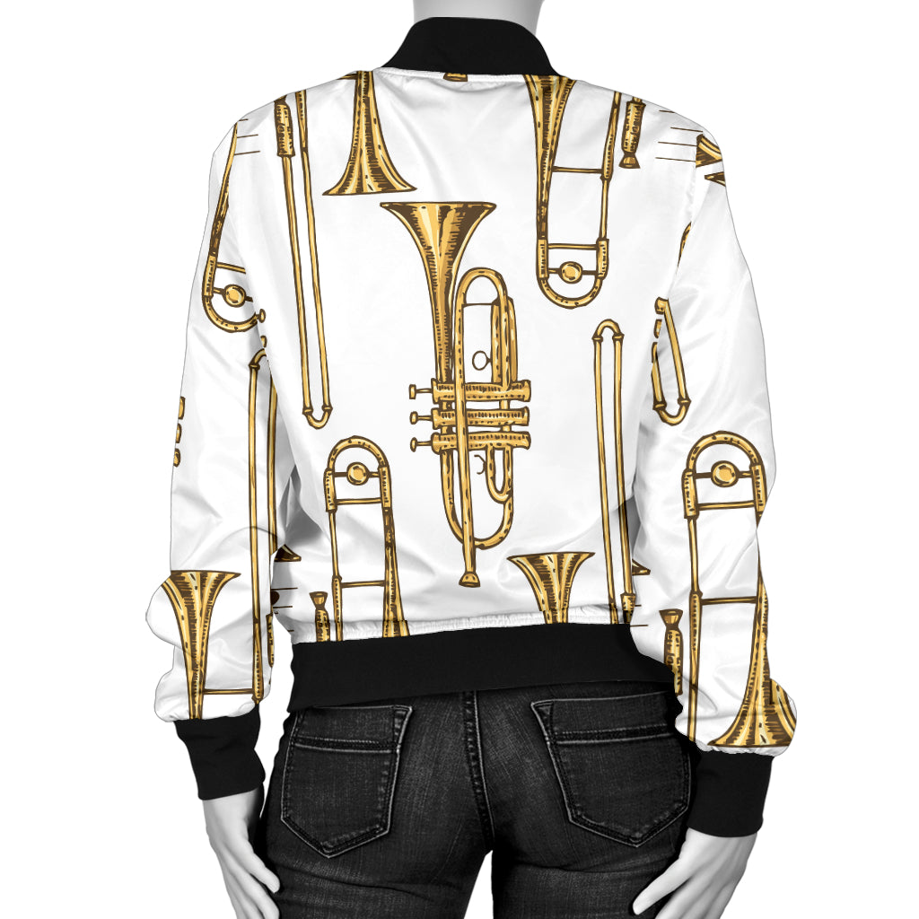 Trombone Pattern Print Design 04 Women's Bomber Jacket