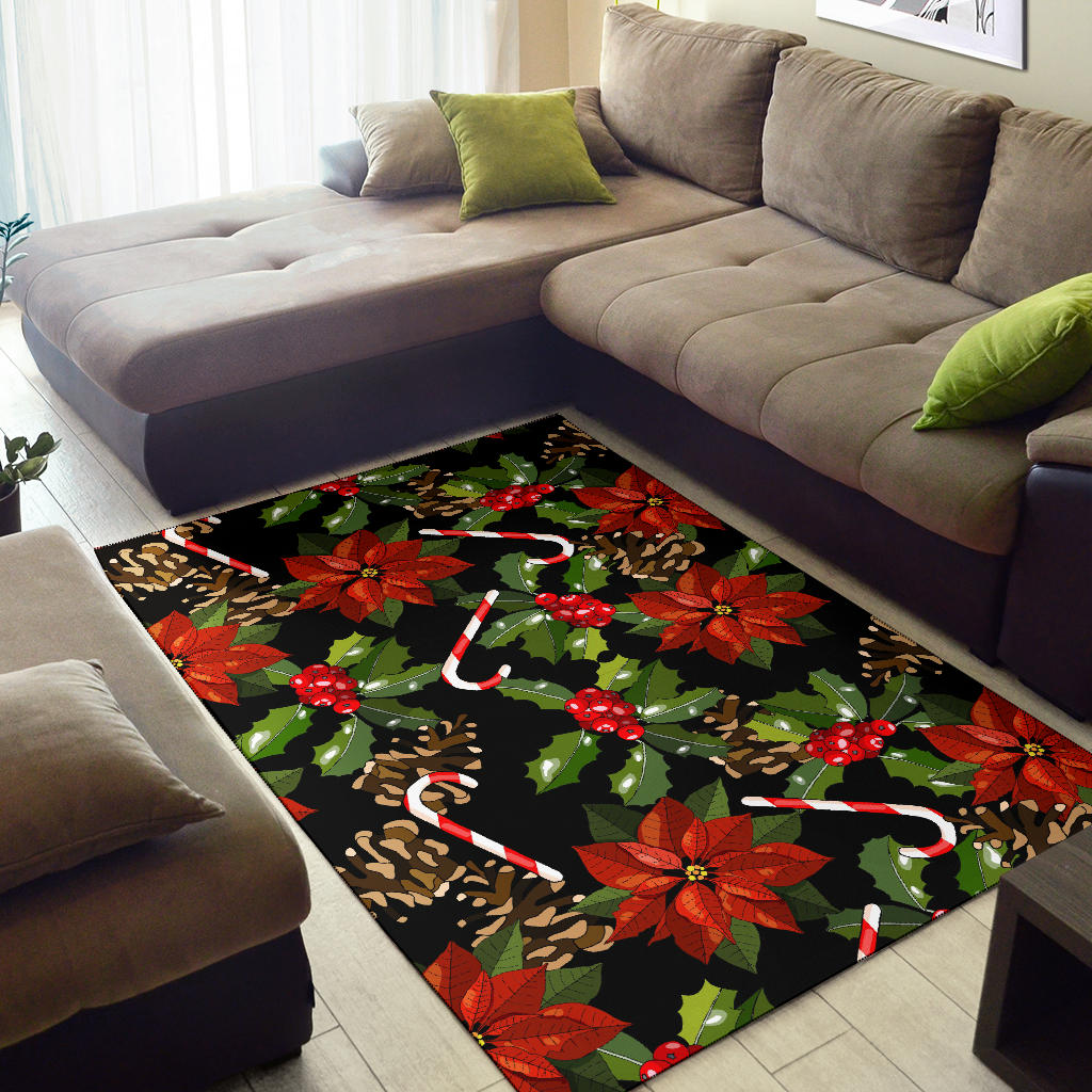 Poinsettia Pattern Print Design POT01 Area Rugs