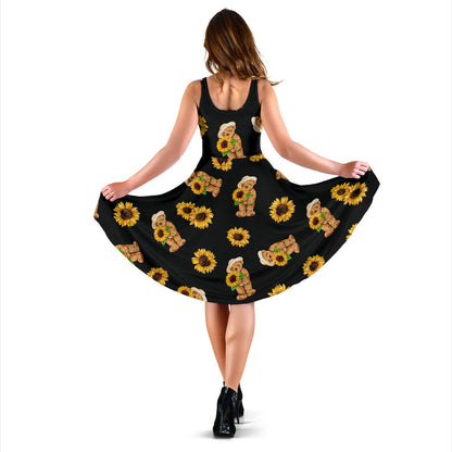 Sunflower Pattern Print Design SF016 Midi Dress