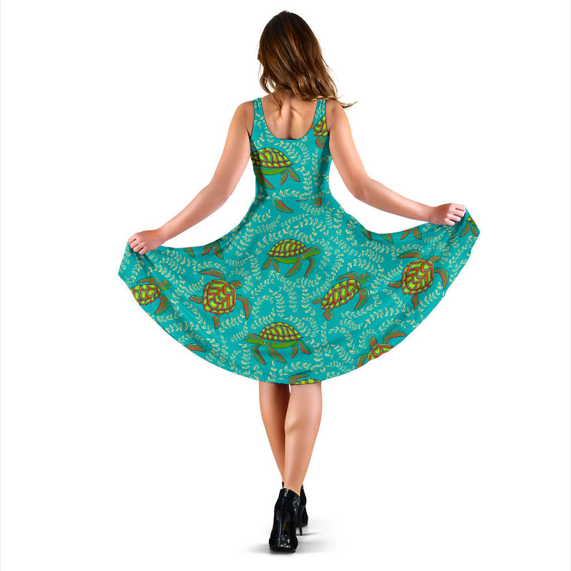 Sea Turtle Pattern Print Design T010 Midi Dress