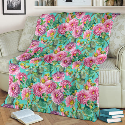 Dahlia Pattern Print Design DH07 Fleece Blanket